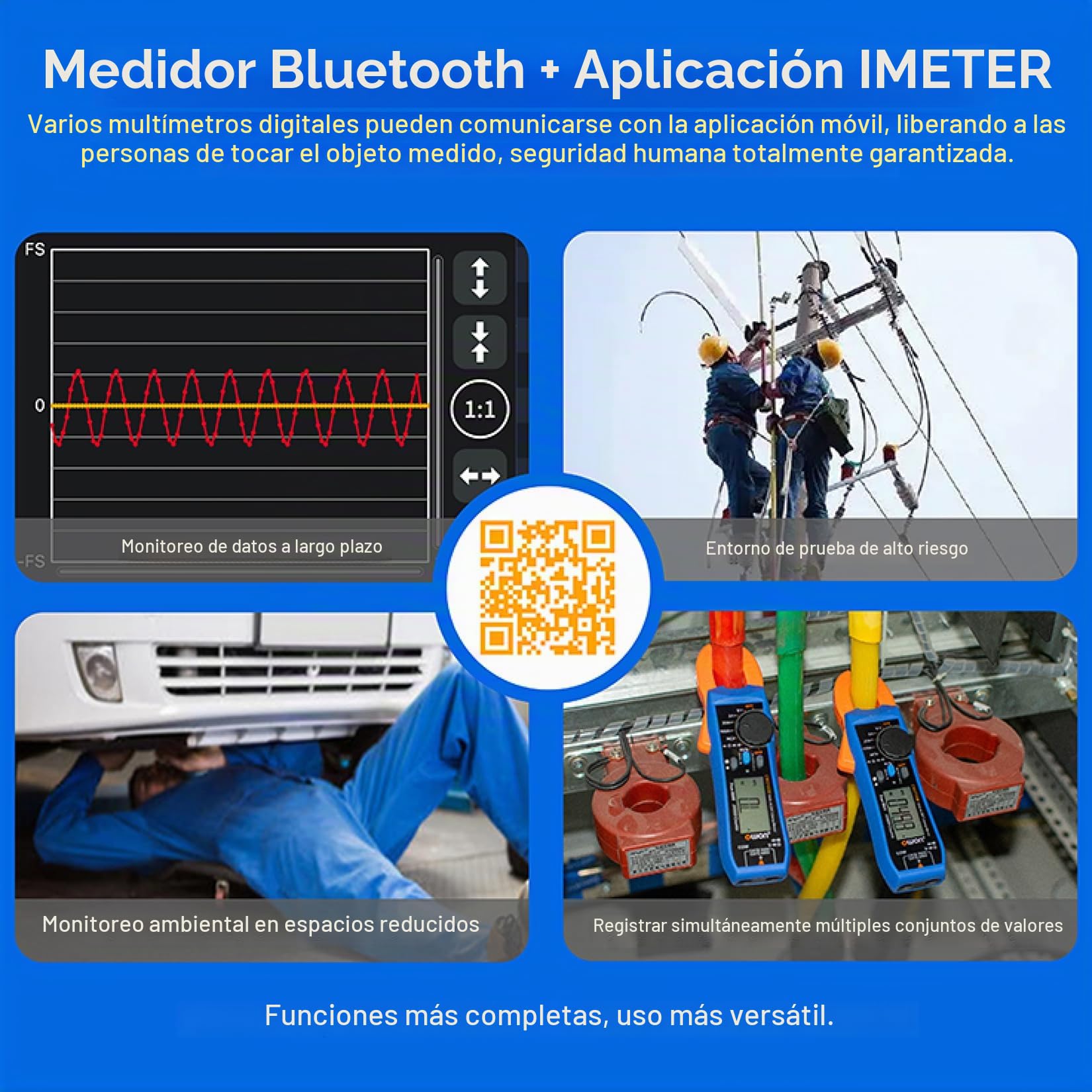 OWON CM2100B Pinza amperimétrica Bluetooth 20000 cuentas de mano True RMS 600V 100A AC/DC prueba de corriente y voltaje con protección de sobrecarga VFC, probador de capacitancia de resistencia, NCV