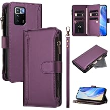 Case for Xiaomi Poco X3 GT/Redmi Note 10 Pro 5G Wallet Case, Premium PU Leather Zipper Folio Wallet RFID Blocking with Wrist Strap Flip Cover Credit Card Holder, Compatible with Xiaomi Poco X3 GT F