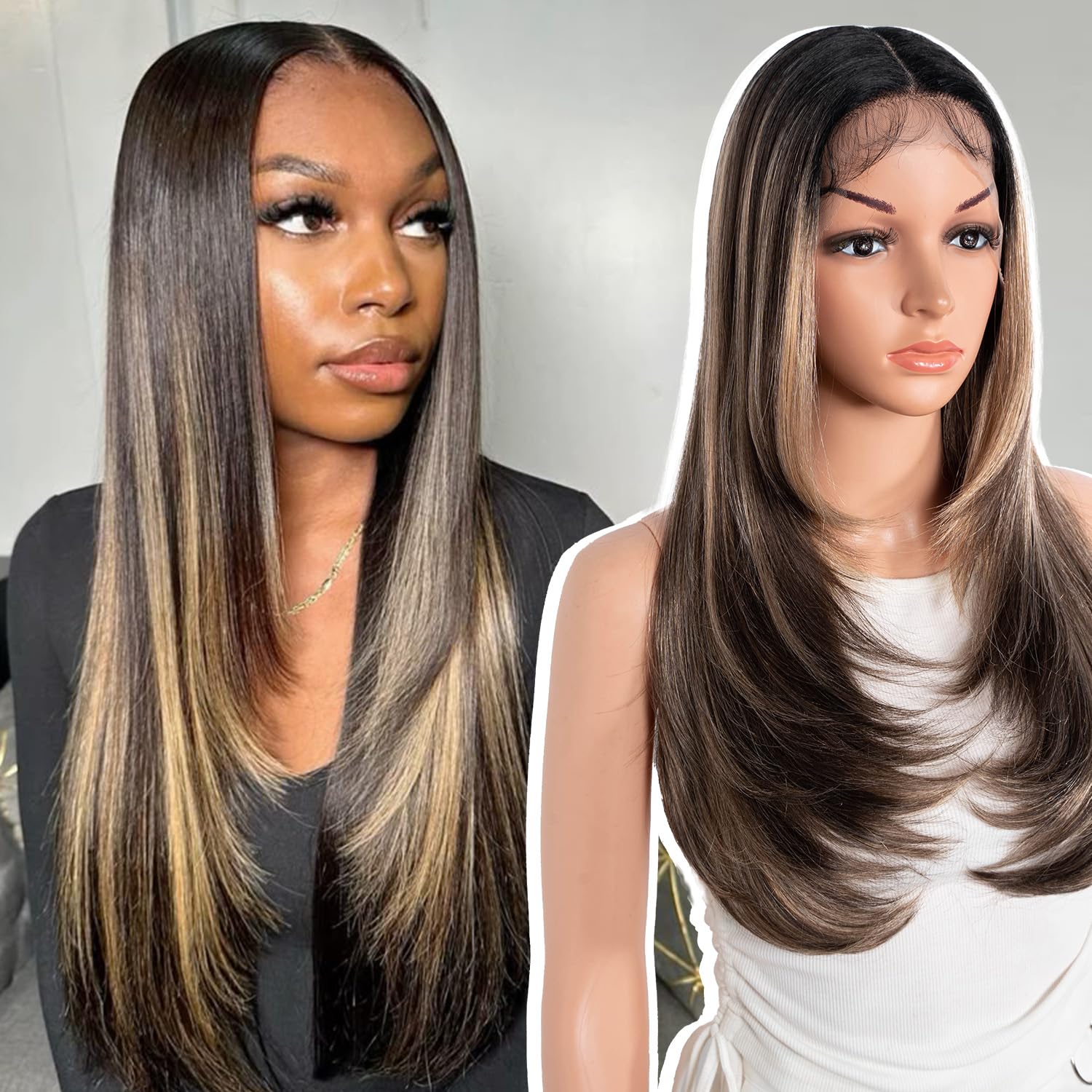 Style Icon Layered Wig Glueless Synthetic Lace Front Wigs 24