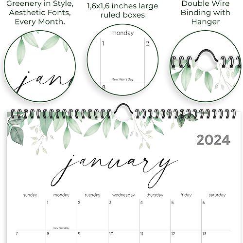 Miniatura 3 de Calendario de pared 2024-2025, 18 meses, desde enero de 2024 hasta junio de 2025, fechas julianas, calendario de pared grande de 17 x 12 pulgadas