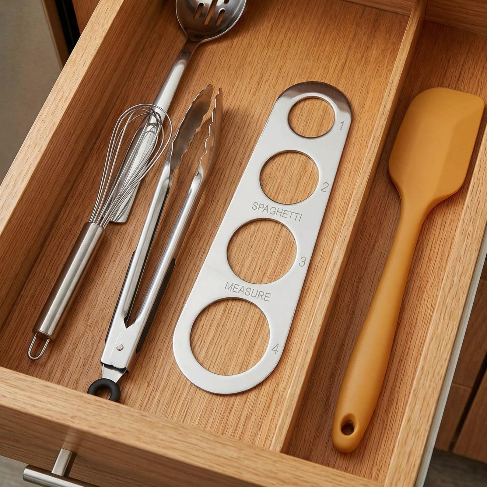 LVEDU Fideos Cantidad Medida Medida de Espaguetis Pasta porción Control de Acero Inoxidable Utensilios de Cocina
