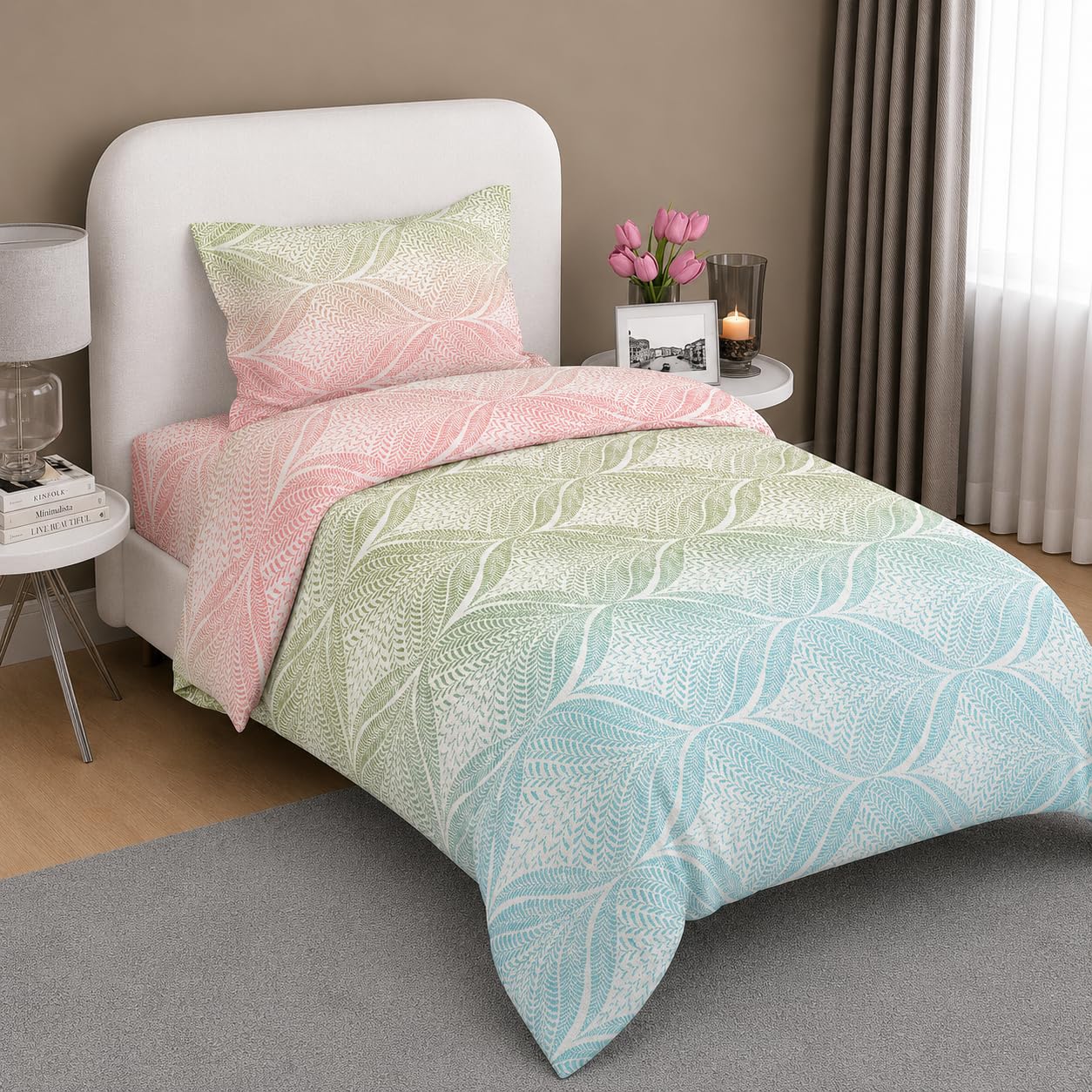 Bombay Dyeing Single Bedsheet 120 TC 100% Cotton 150x224CM / 60x88INCH BEDSHEET with 1 Pillow Covers 46X69CM / 18X27INCH - 7441-image-33