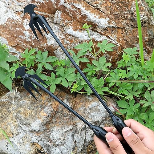 Miniatura 5 de Herramienta de deshierbe de desarraigo, extractor de malezas forjado de acero al manganeso de alta calidad, 4 dientes, desbrozadora de doble