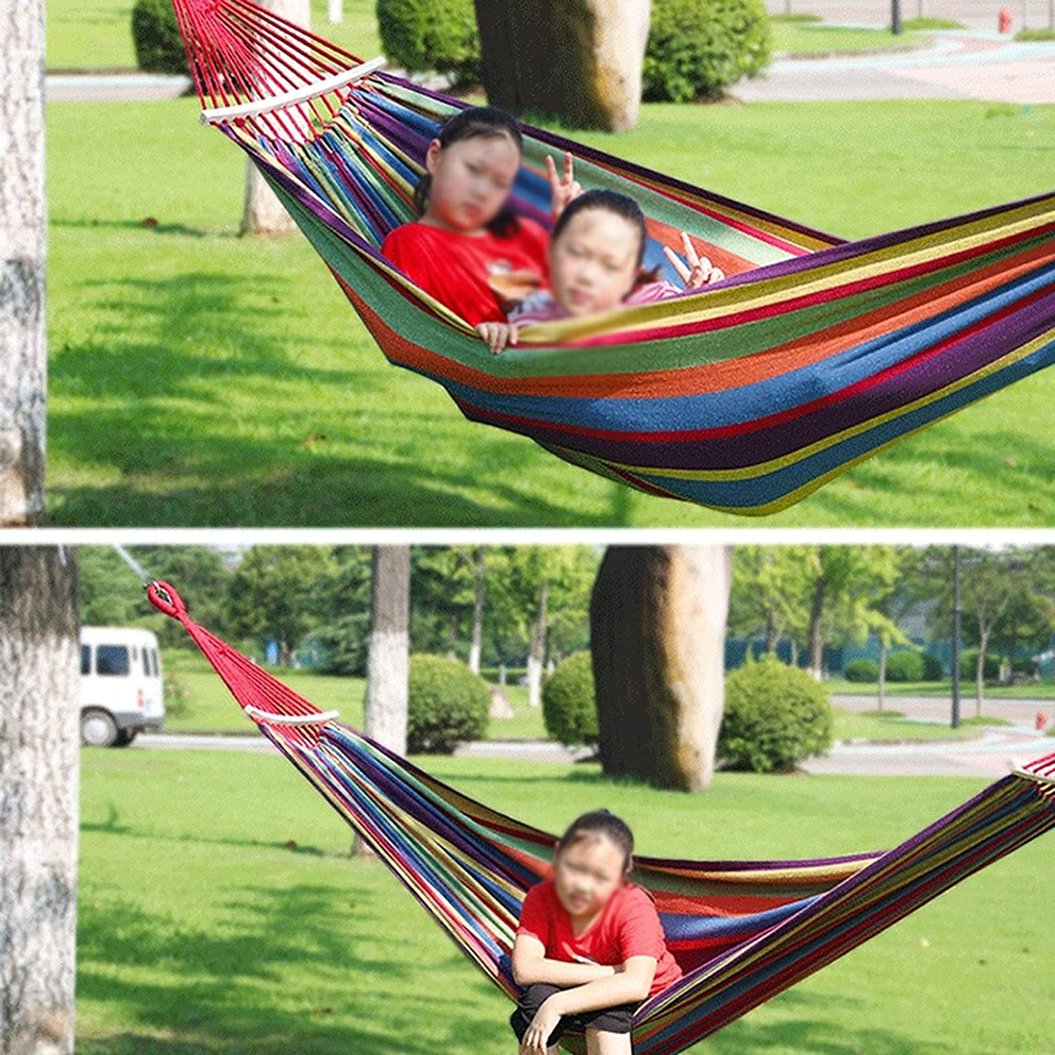 Hamak Hamaki Gruba Płócienna Huśtawka Hamakowa Z Torbą Do Noszenia Na Lato Camping Podróżowanie Piesze Wycieczki Piknik Ładowność Do 150 Kg Hamak kempingowy (Color : A, Size : 200 * 100cm)