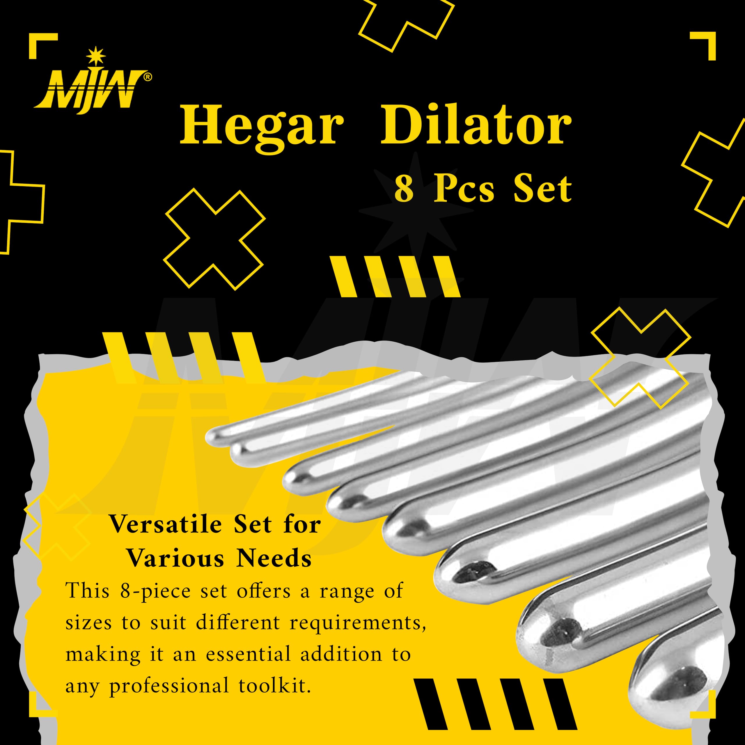 Hegar Dilators Juego de dilatadores uretrales 8 pines Hegar con extremos dobles de 3 mm a 18 mm