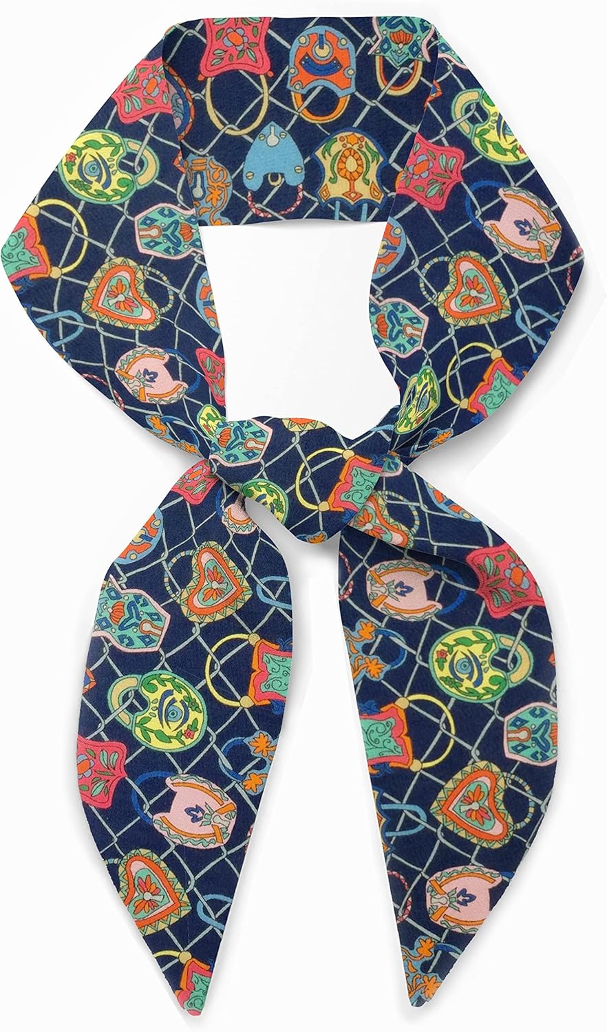Liberty London Purse, Head, or Neck Scarf - "Together" Love Locks Skinny Scarf - Headband, Handbag, Purse Handle - Silky Tana Lawn Cotton