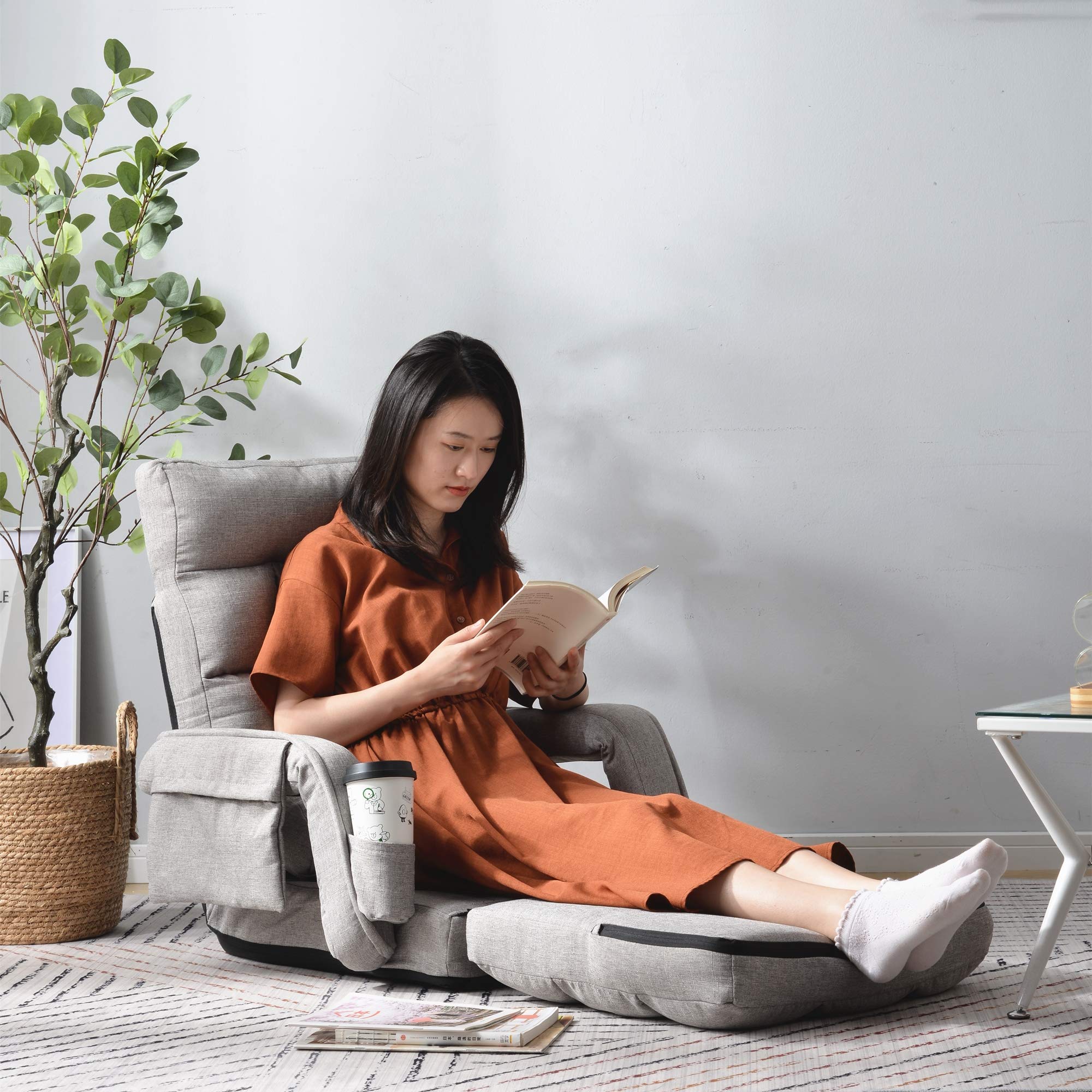 Amazon｜座椅子 ソファベッド ひじ掛け付き 新型デザイン 収納袋付き
