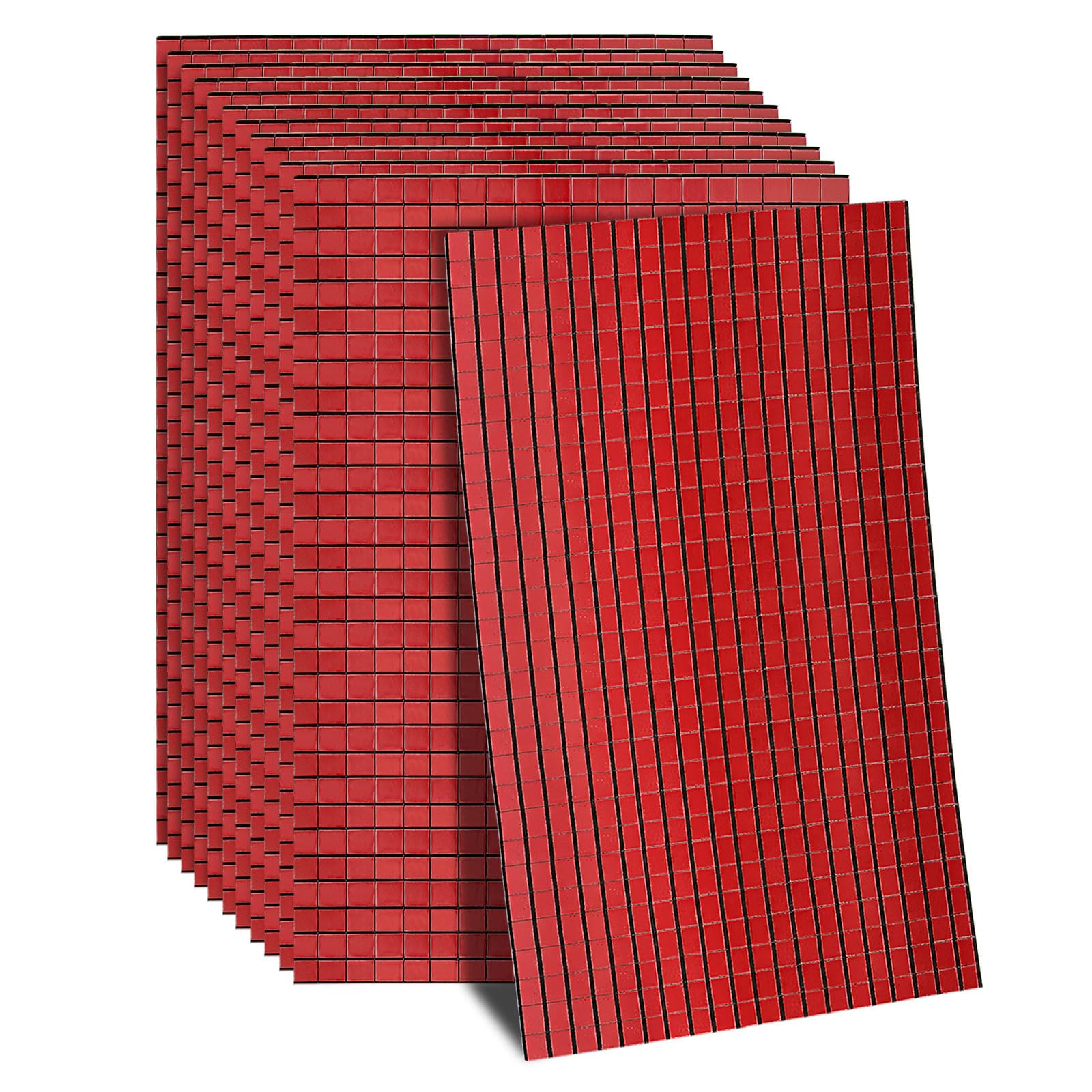 Azulejos de bola de discoteca rojos con espejos de cristal autoadhesivos de 5 x 5 mm