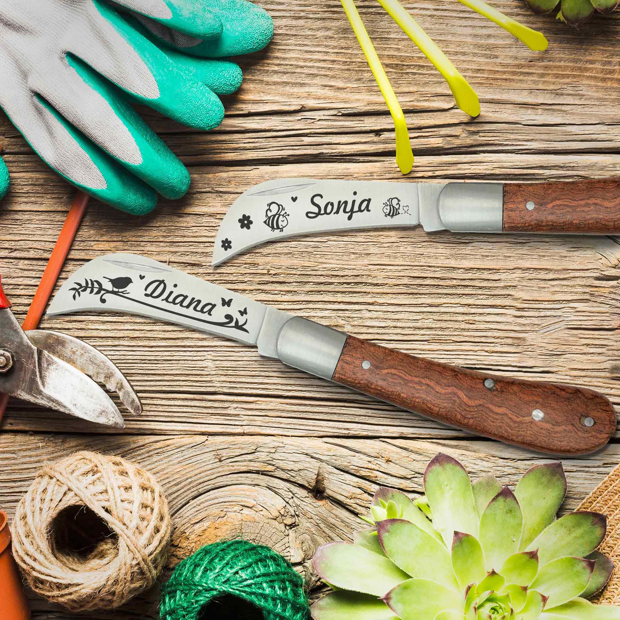 Gartenmesser mit Gravur - personalisiertes Geschenk Garten - Gartenliebhaber & Hobbygärtner