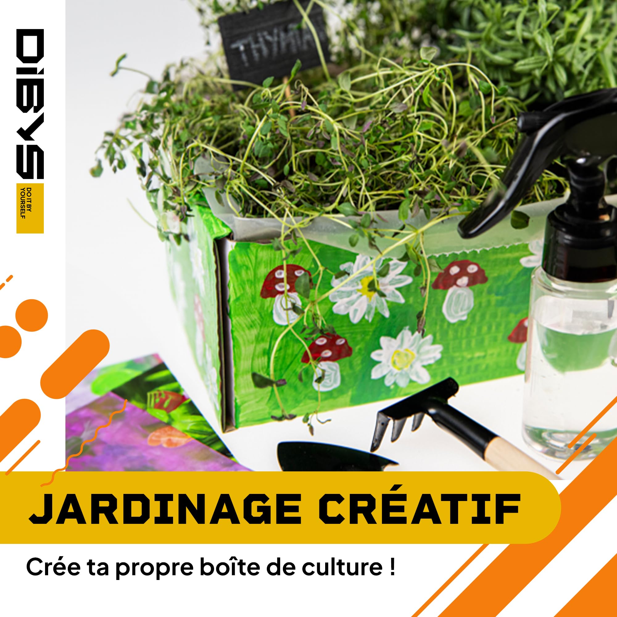 Kit de Jardinage pour Enfant Herbes Aromatiques avec Graines Outils en Bois Terre Set Plantation Thym Basilic Origan Romarin
