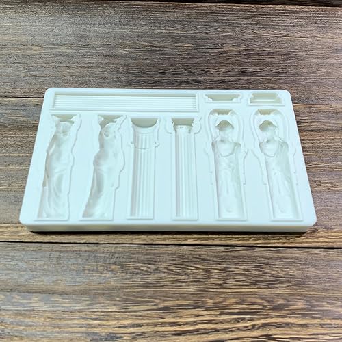 Miniatura 4 de Columna romana, escultura de diosa, pilares de mármol griego, Bas Relief retro, fondant, artesanía de azúcar, decoración de pasteles, moldes,