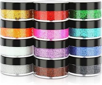 YGQQOY Body Glitter, Face & Body Glitter Gel, Face Glitter Makeup, Hair Glitter, Festival Rave Fine Glitter, 12 Colors