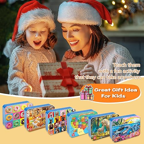 Miniatura 6 de LELEMON Rompecabezas para niños de 4 a 8 años rompecabezas espaciales de cohetes de 100 piezas en una caja de metal rompecabezas preescolar de 100