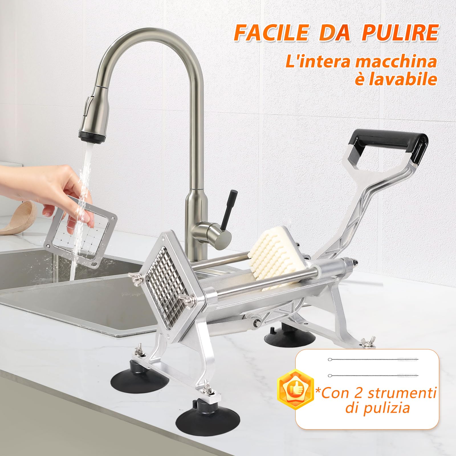 Anatole Tagliapatate per Patate Fritte Professionale con 6mm 9 mm 13 mm Lame in Acciaio Inossidabile Taglia Patatine Fritte Commerciale Tagliaverdure a Bastoncini con Ventose per Cipolle Carote