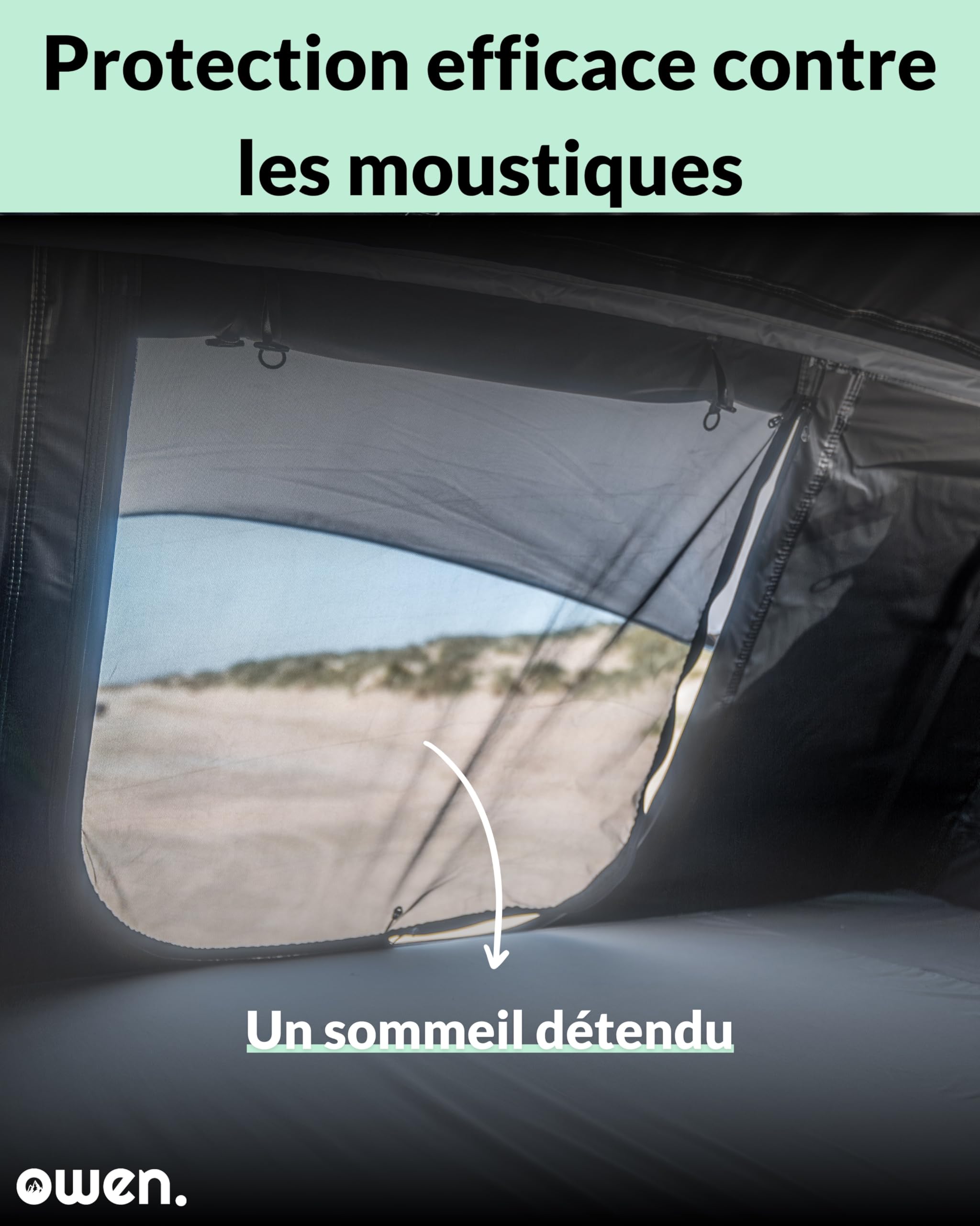 Owen | Alumaster Two + Tente de Toit Voiture | Tente de Toit Voiture spacieuse et Confortable | Grande Surface de Couchage | Imperméable à l'eau | Auvent et Accessoires Inclus