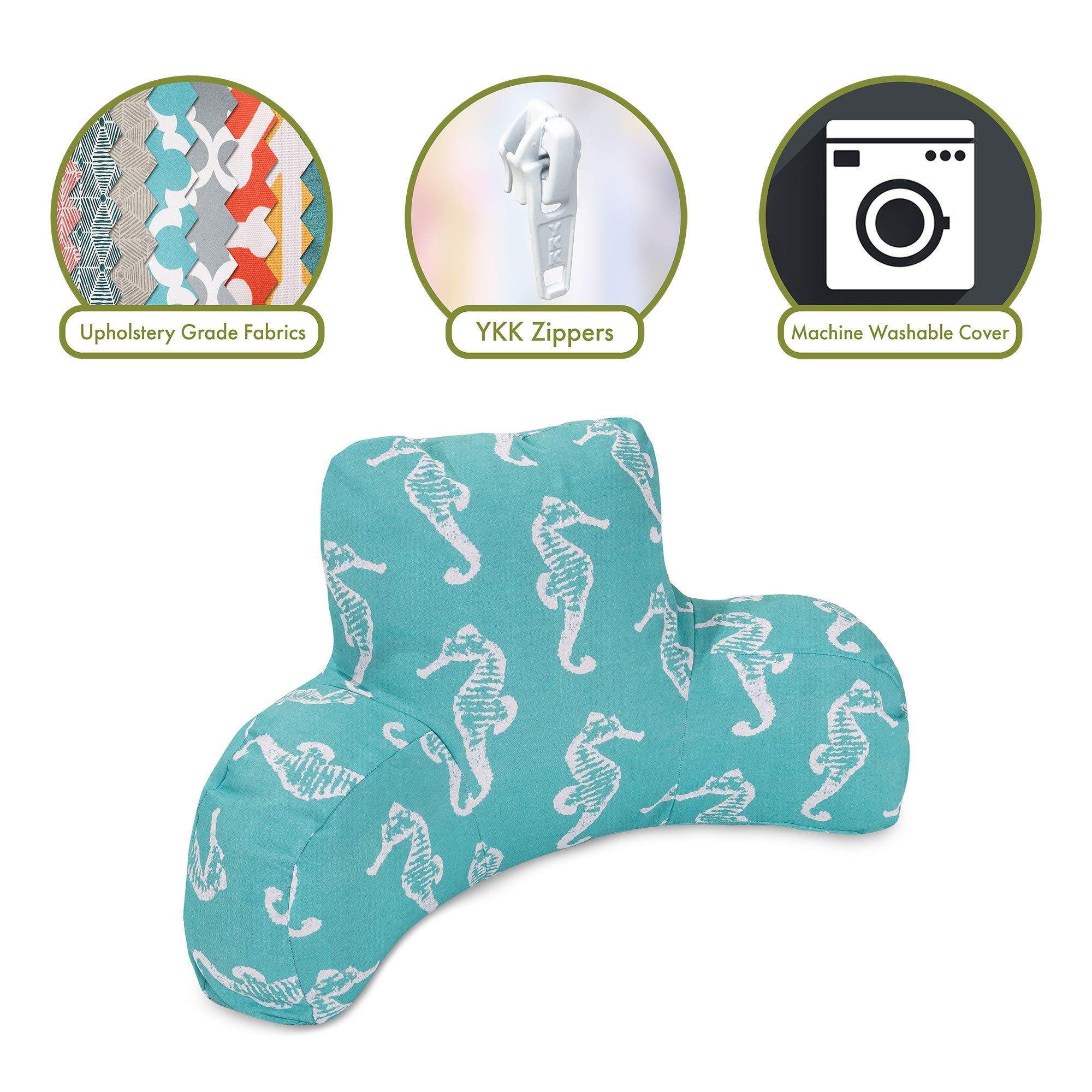 Majestic Home Goods Sea Horse Reading Pillow, Teal