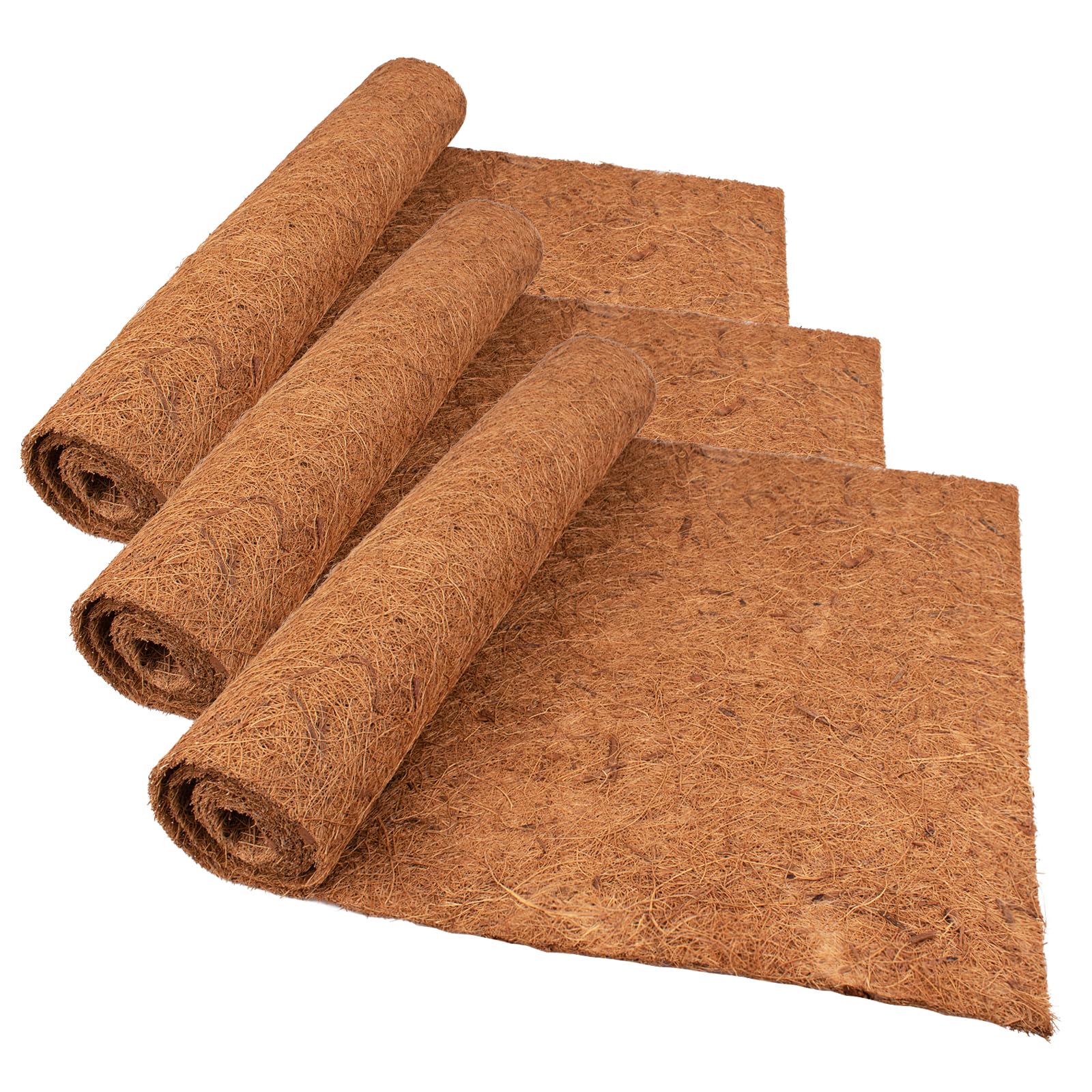Natural Coco Liner Roll, 3 Rolls 1m*0.4m/40" x 16" Coconut Planter Liners, Coco Hanging Basket Liner Coconut Growing Mat Coconut Fibre Matting Liner Roll for Patio Containers Wall Troughs