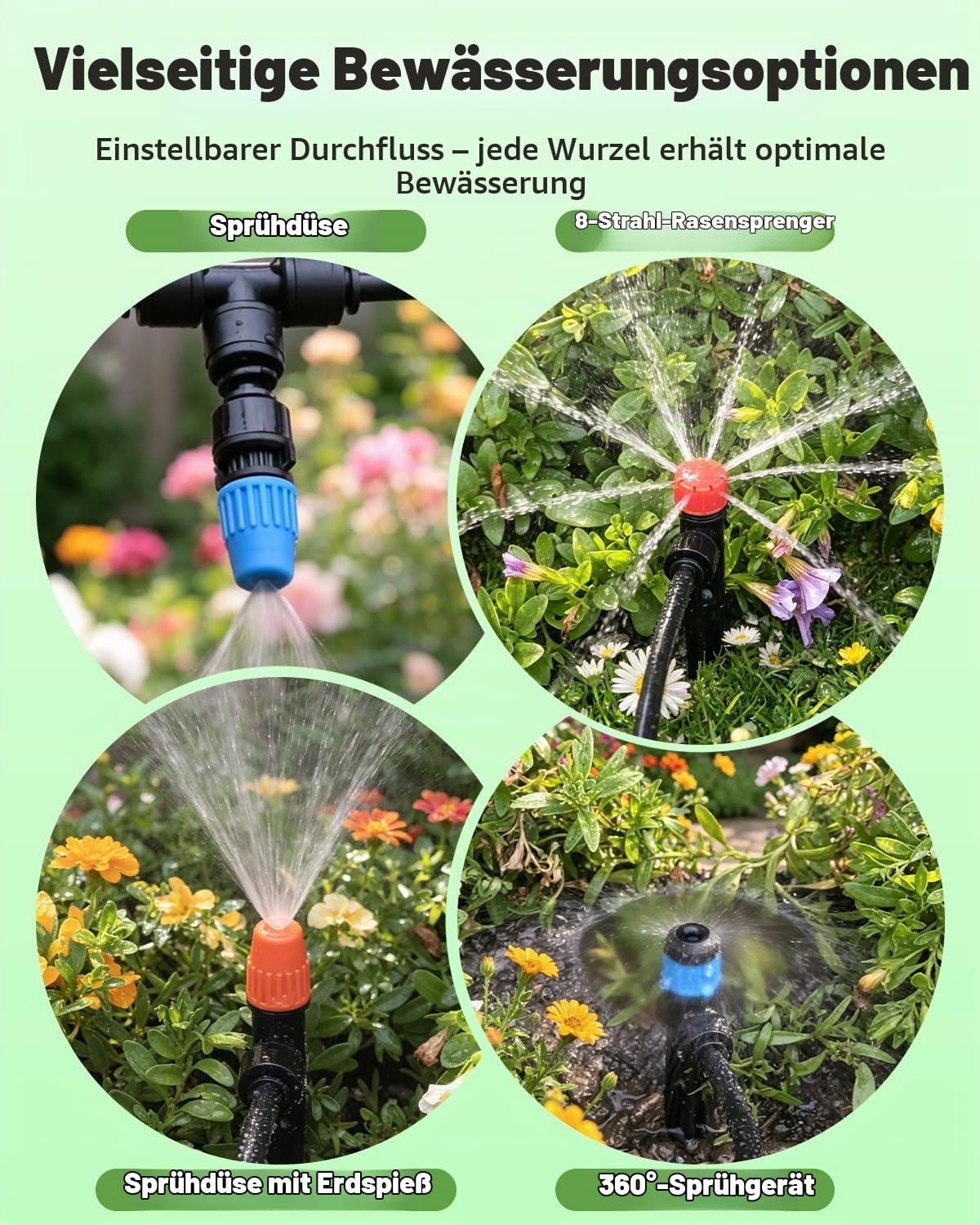 Pawfly 70 m Steckverbinder-Tropfbewässerungsset, Gartenbewässerungssystem mit 13-16 mm (10 m) & 4-6 mm (60 m) Schlauch und Zubehör, für Gewächshaus & Rasen