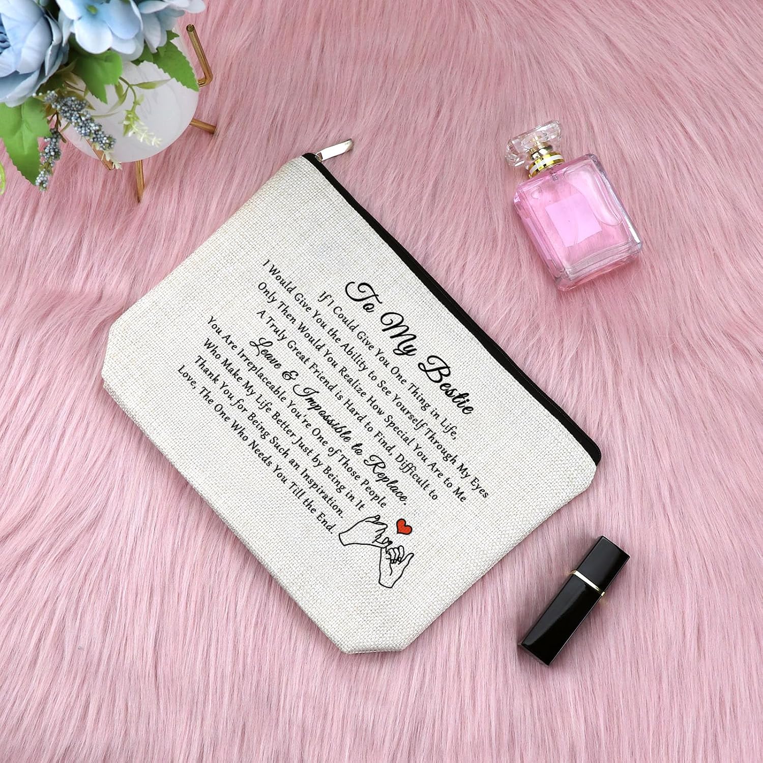 Long Distance Friendship Gift Makeup Bag for Bestie Best Friend Birthday Gift Friendship Gifts for BFF Christmas Birthday Gifts for Coworker Classmate Valentines Day Cosmetic Bag for Soul Sister image 3