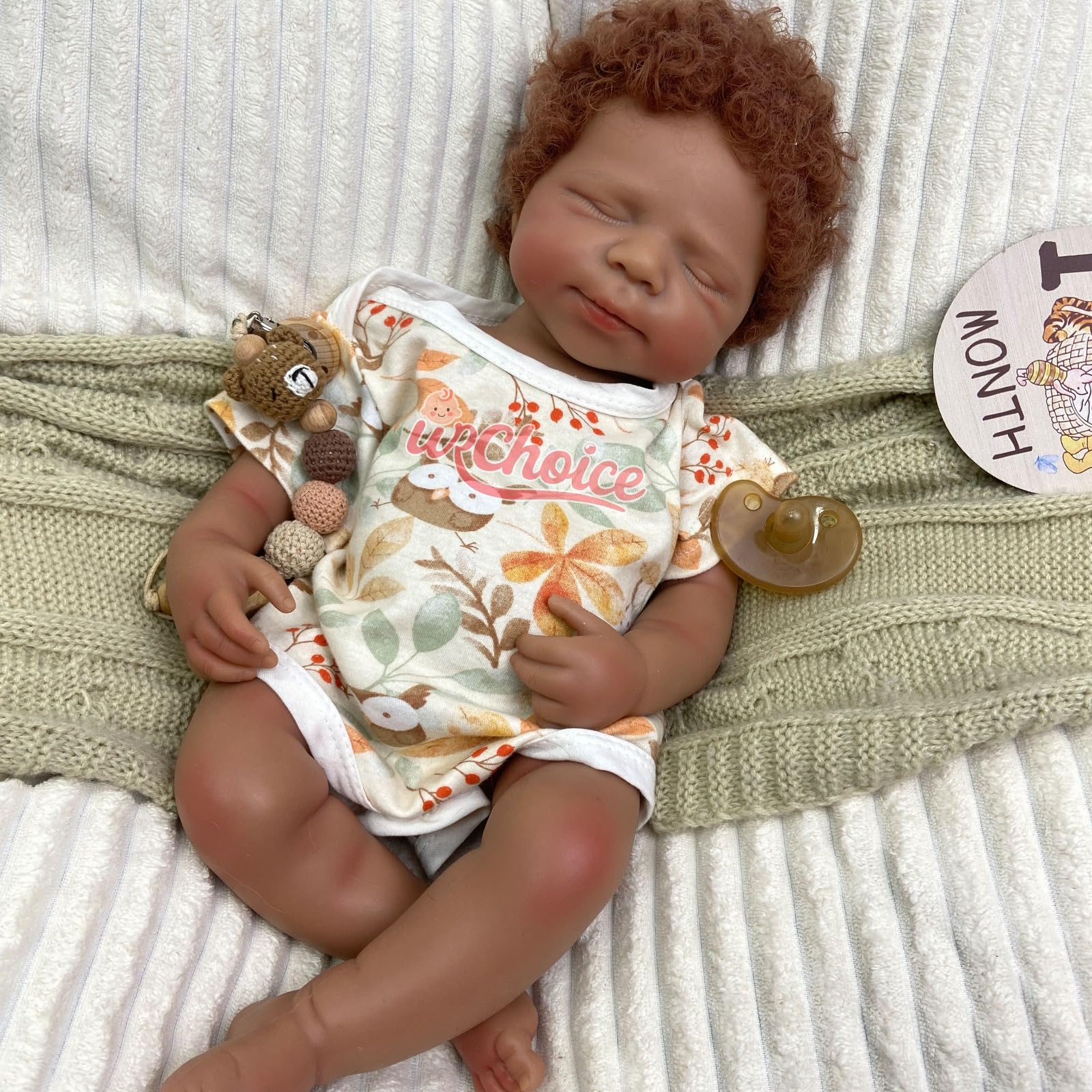 Muñeca Bebé Reborn afroamericana de Silicona,50 cm,Cabello implantado