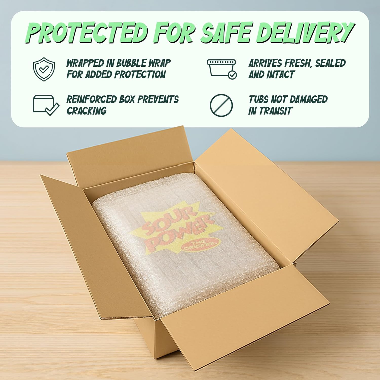 Sour Power Green Apple Candy Belts, 2.5 lb Bulk Tub Resealable, Vegan Sour Candy Since 1985, Soft Chewy Sweet Tart Belts, Non-GMO Gelatin Free, Bubble Wrapped & Boxed for Shipping