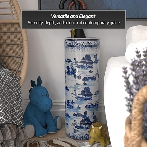 Miniatura 5 de Idea de regalo para decoración casera elegante de calidad fina - Depósito clásico para guardar paraguas y bastones de porcelana china de 24 pulgadas