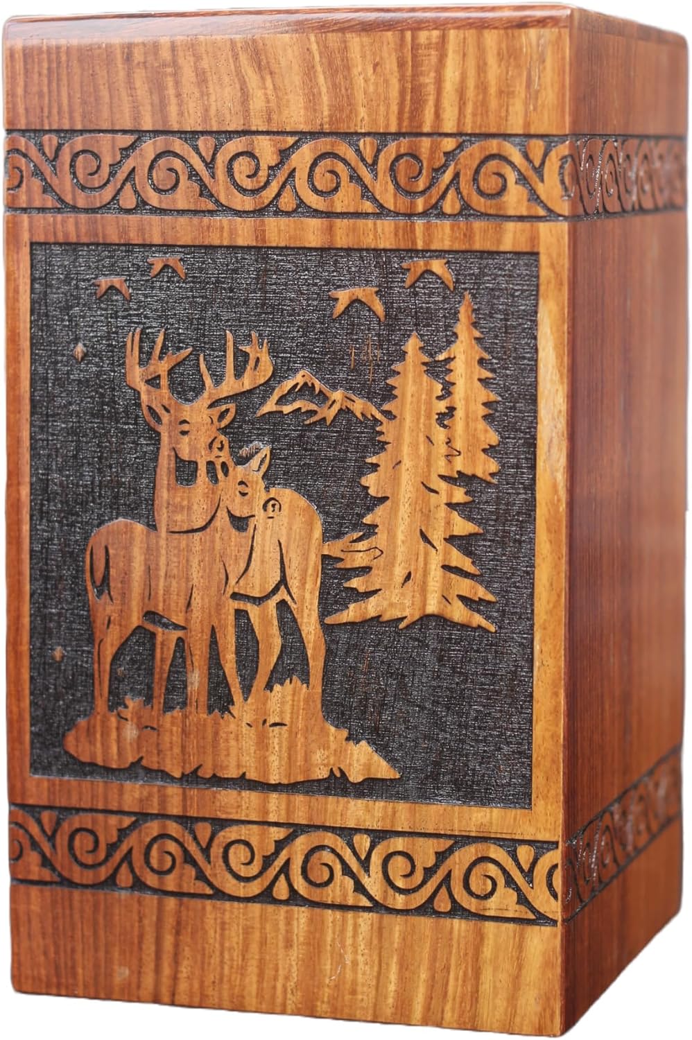 Urns for Human Ashes Cremation Urns For Adult Ashes Wooden Memorial Urn for Ashes Deer Cremation Urns Handmade Pet Urns ((Large - 11.25"Hx6.25"W (250 Cu/in), Rosewood Black)