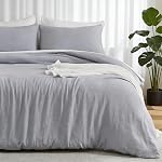 EMME Muslin Cotton Duvet Cover Set Queen Size Linen Like Soft Breathable Lightweight Summer Comforter Cover Set with Zipper Closure