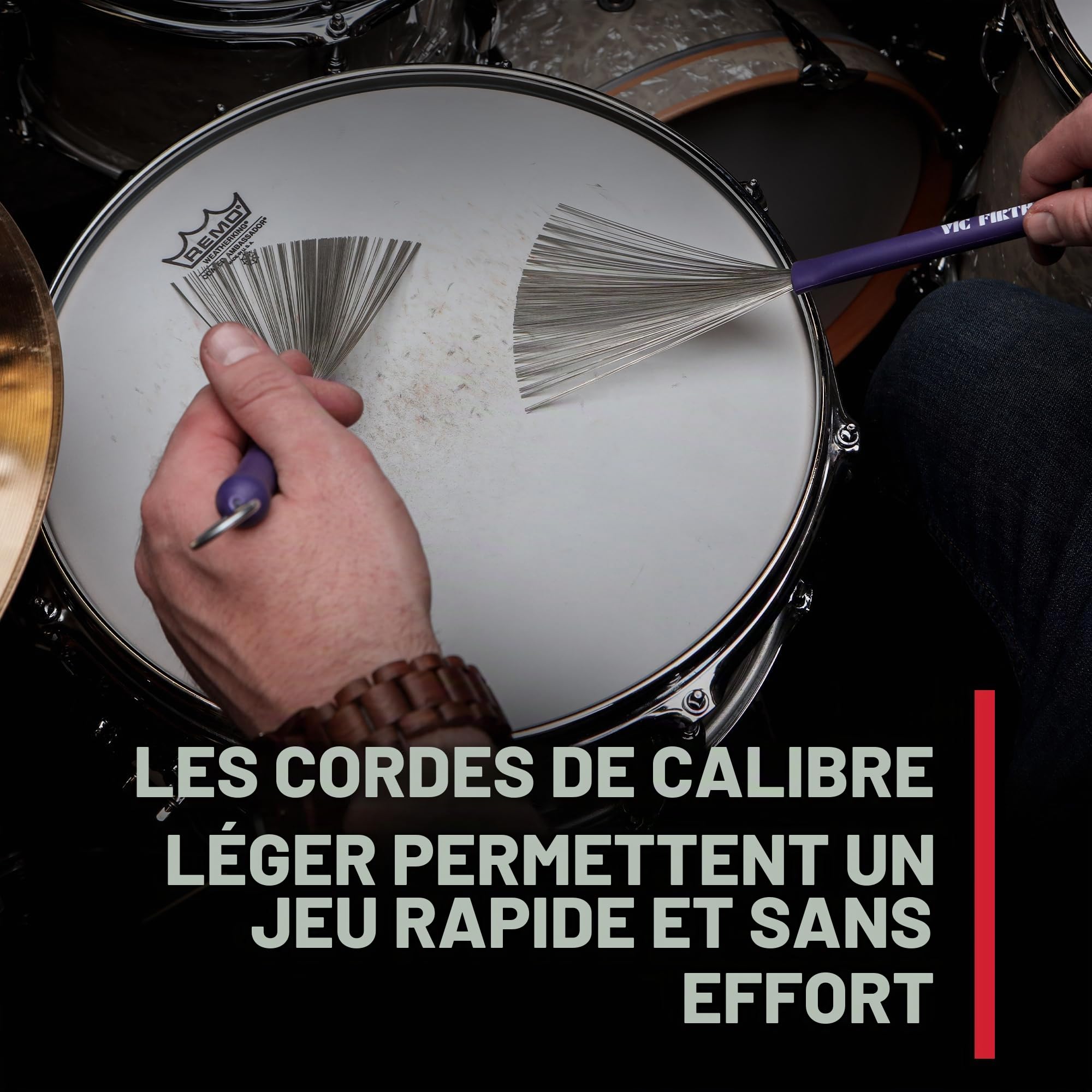 Vic Firth PVF HB Balais + Rod en Acier Heritage