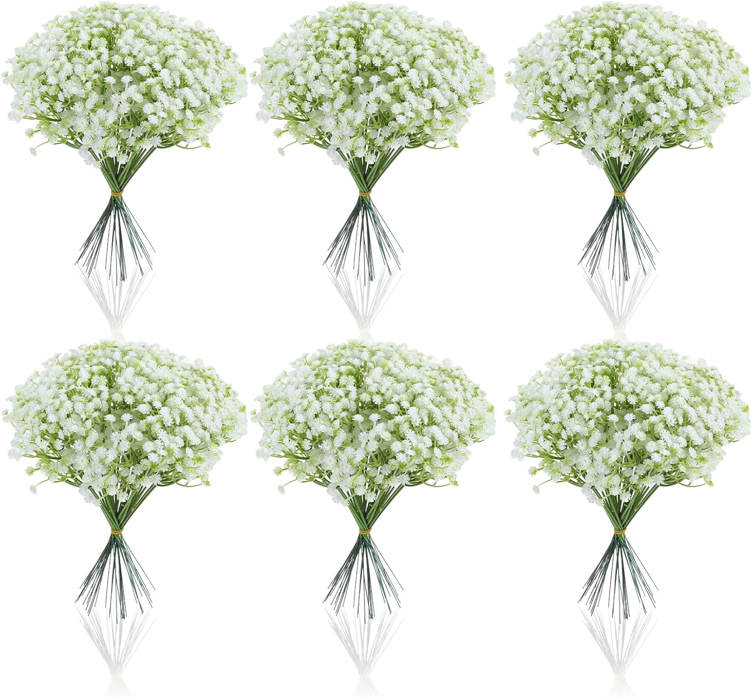 Grevosea 120 Pcs White Babys Breath Artificial Flowers, Artificial Flowers Bulk Real Touch Flower for Wedding Party Home Garden Decoration