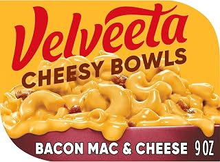 Velveeta Cheesy Bowls Bacon Mac & Cheese Microwave Meal - 9oz Single-Serve Tray, Creamy Bacon Elbow Pasta Ready in 60 Seconds