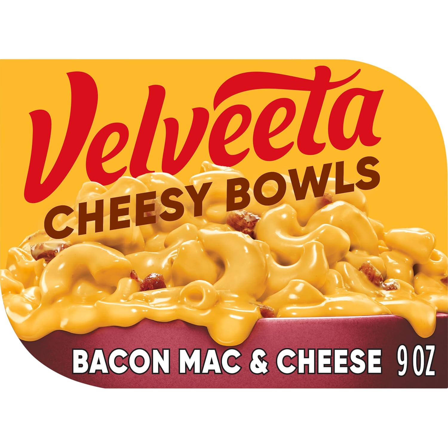 Velveeta Cheesy Bowls Bacon Mac & Cheese Microwave Meal - 9oz Single-Serve Tray, Creamy Bacon Elbow Pasta Ready in 60 Seconds