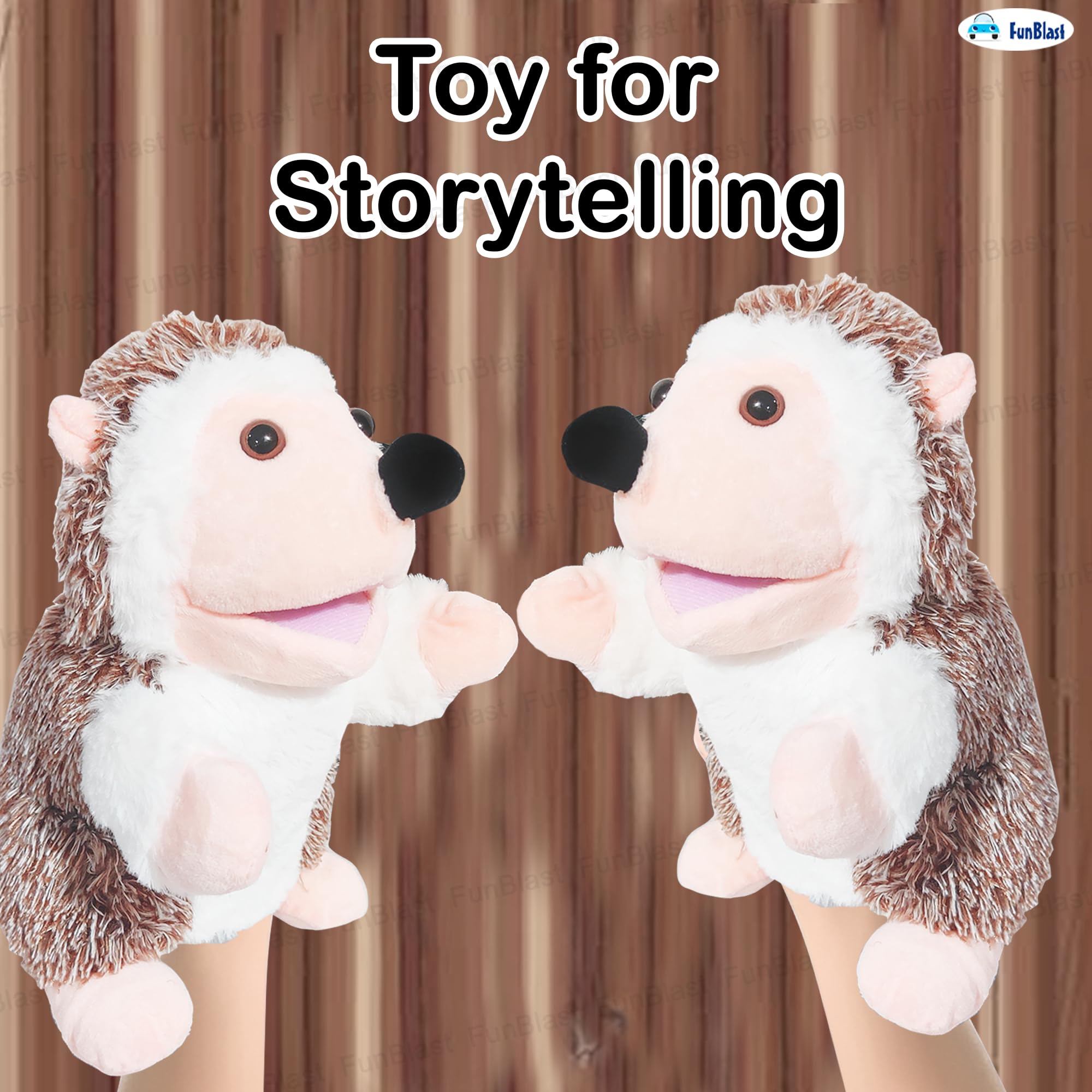FunBlast Plush Animal Hand Puppets - Soft & Cuddly Animal Figure Puppets for Kids, Storytelling & Role Play, Fun Educational & Learning Toys for Toddlers & Children (Hedgehog) 4