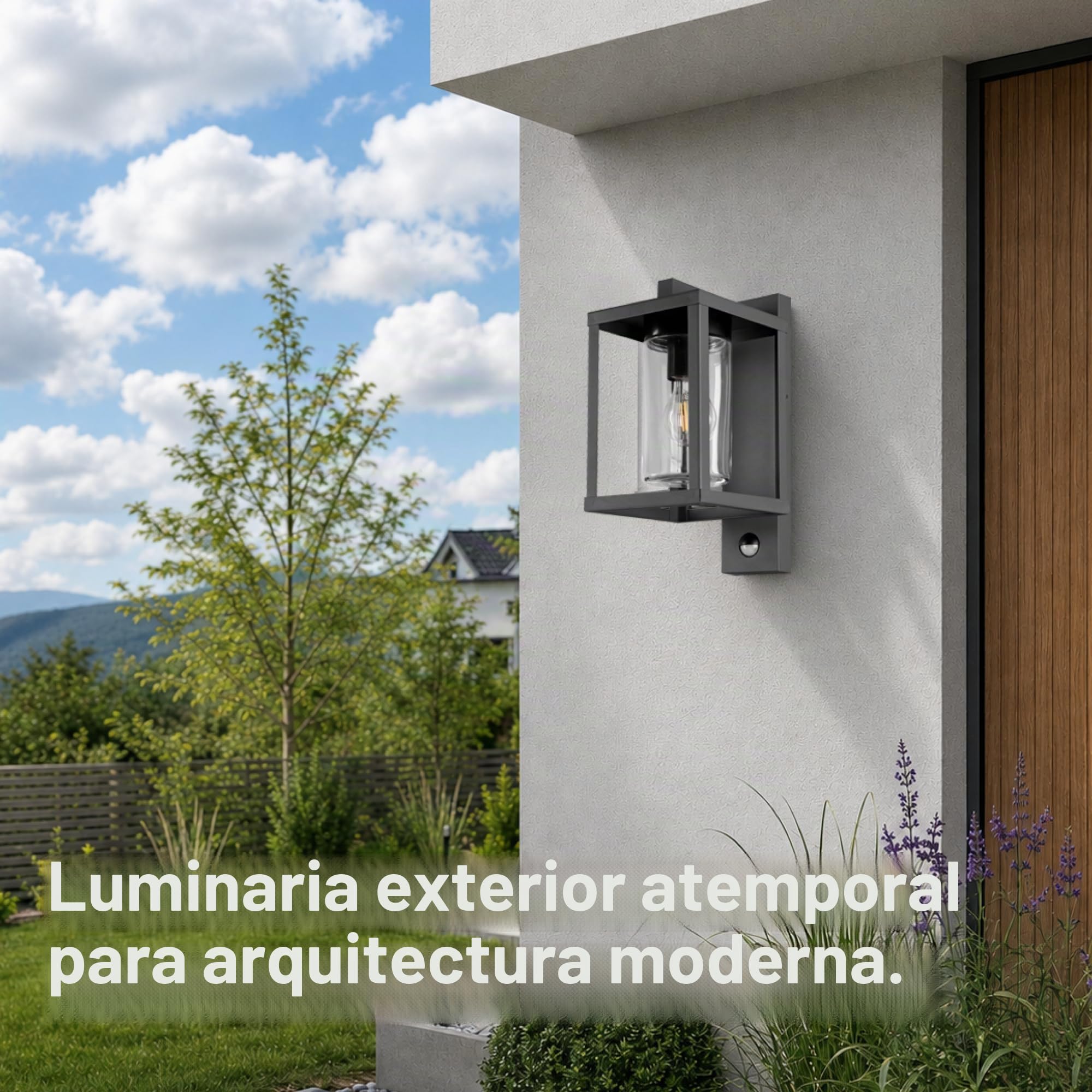 Trio, Aplique, Lunga 1xE27, max.40,0 W Cristal, Transparente claro, Cuerpo: Aluminio fundido, Antracita A:16,0cm, A:33,5cm, P:22,0cm Sensor de movimiento,IP44,Sin bombilla
