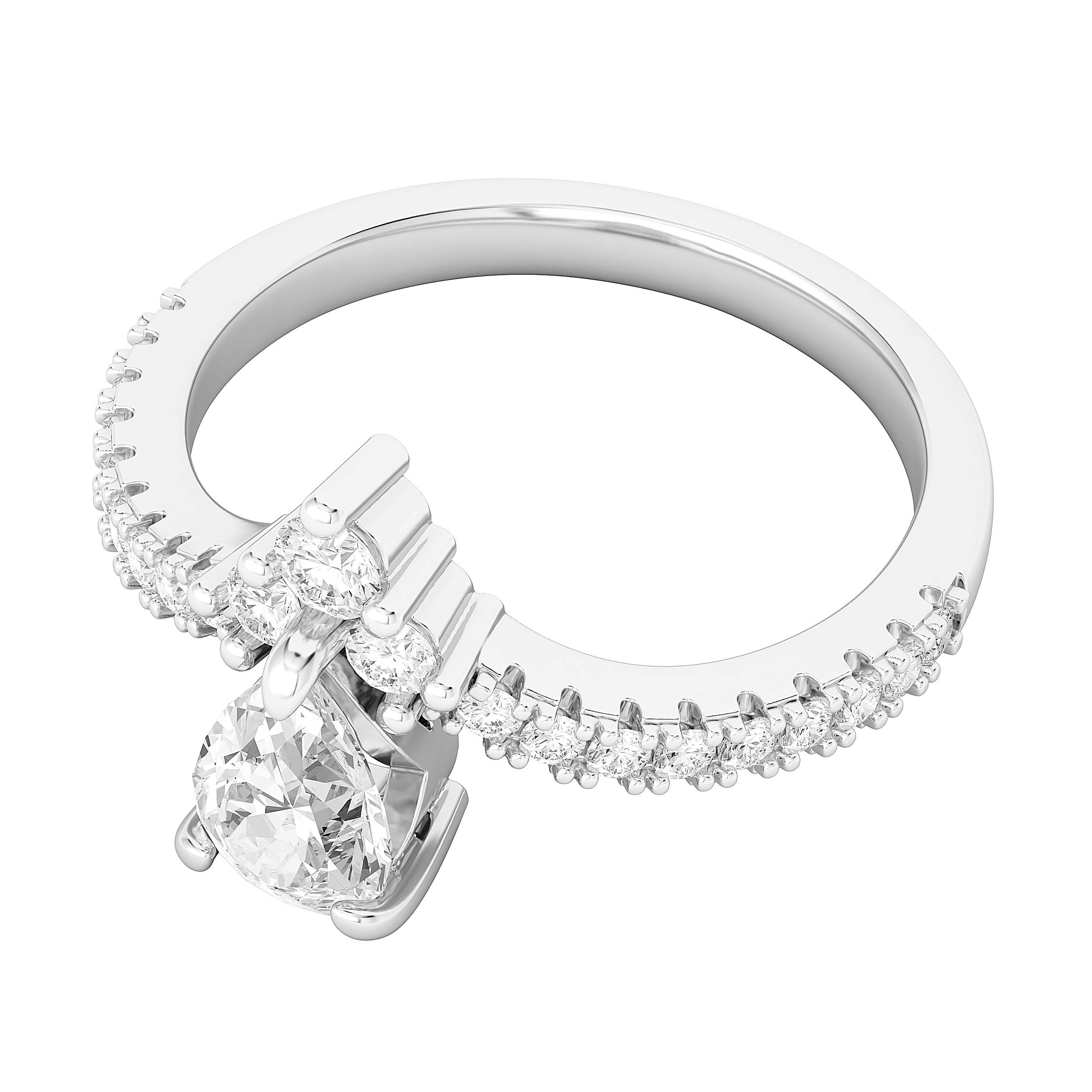 Anello di fidanzamento con diamante simulato a forma di pera in argento Sterling con corona da principessa e corona da donna
