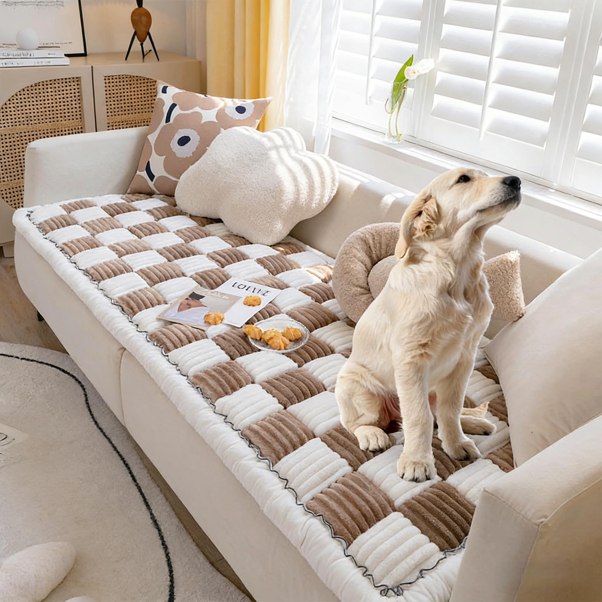 Amazon.com: GZSO Fuzzy Sectional Couch Covers for Dogs – Non-Slip