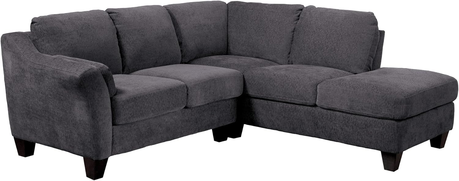 Madrona Burke Ella Charcoal Gray Rsf Sectional with Cushioned Back, Flared Arms, and Block Feet : Home & Kitchen