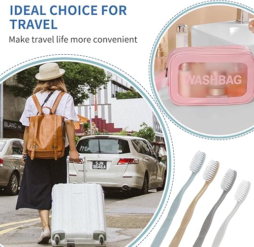 Miniatura 4 de DR.BRIGHT Cepillo de dientes envuelto individualmente (40 unidades), cepillo de dientes a granel, juego de cepillos de dientes de viaje para adultos