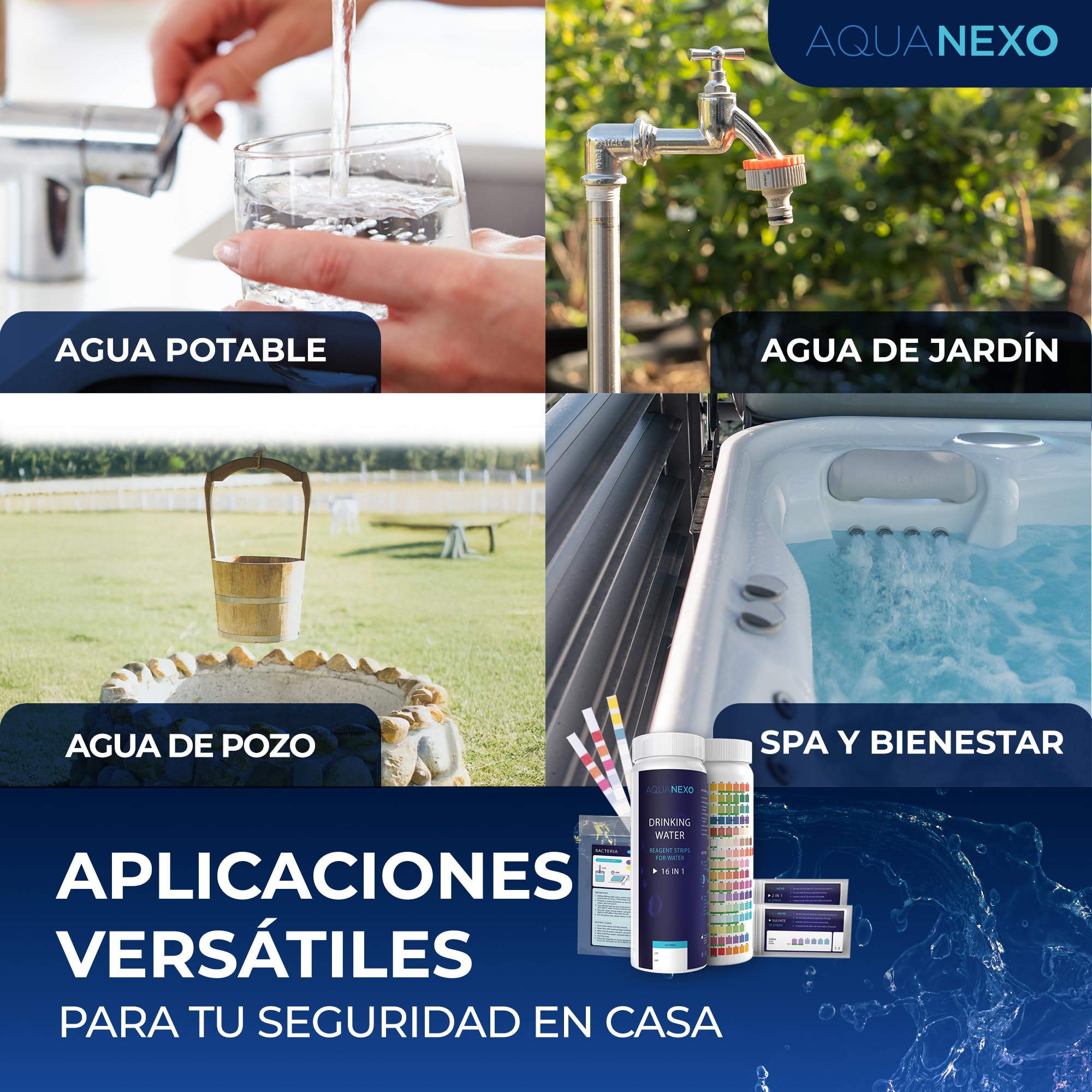 21 parámetros, 125 + 20 tiras de prueba de agua potable + 2 x pruebas de bacterias coliformes, tiras de prueba de pH, probador de agua potable, medición de dureza del agua, prueba de dureza