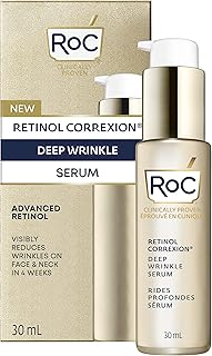 RoC Retinol Correxion® Deep Wrinkle Retinol Face Serum with Ascorbic Acid, Daily Anti-Aging Skin Care Treatment for Fine Lines, Dark Spots, Acne Scars, 30 ML