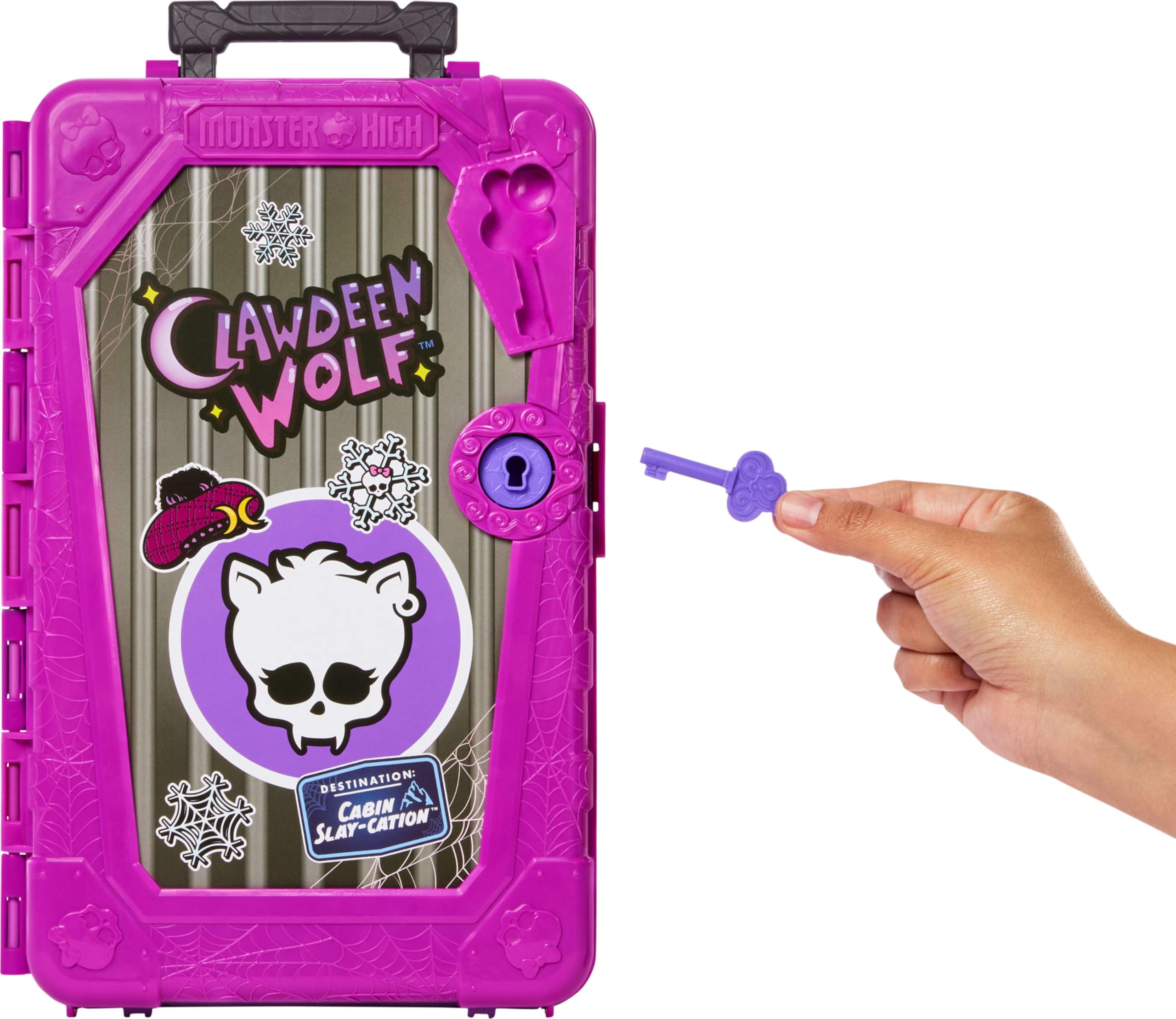 Monster High Monstrueux Secrets Coffret Clawdeen Wolf avec poupée et accessoires, destination : Chalet squelettastique, avec une valise et plus de 19 surprises (vêtements inclus), JMG65