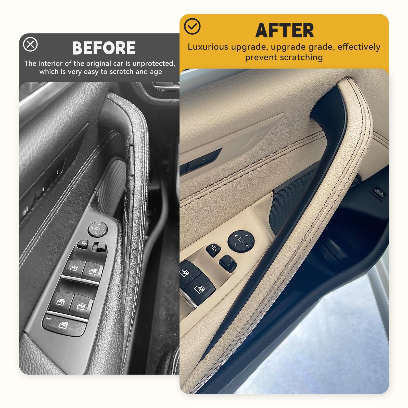 TENGBASE Bling Your Ride - Copri maniglie per porte compatibili con BMW Serie 5 G30 G31 modelli 2017-2022, aggiorna i tuoi interni con 2 coperture per maniglie interne (nero opaco)