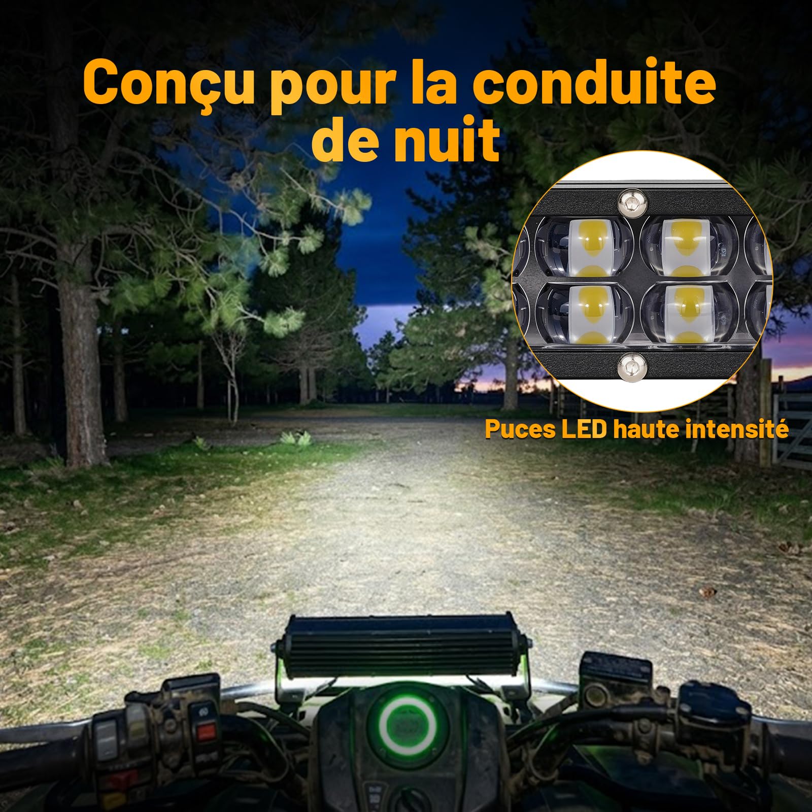 Phare Moto Barre Led Moto Cross Étanche Aluminium pour Enduro Dirt Pit Bike