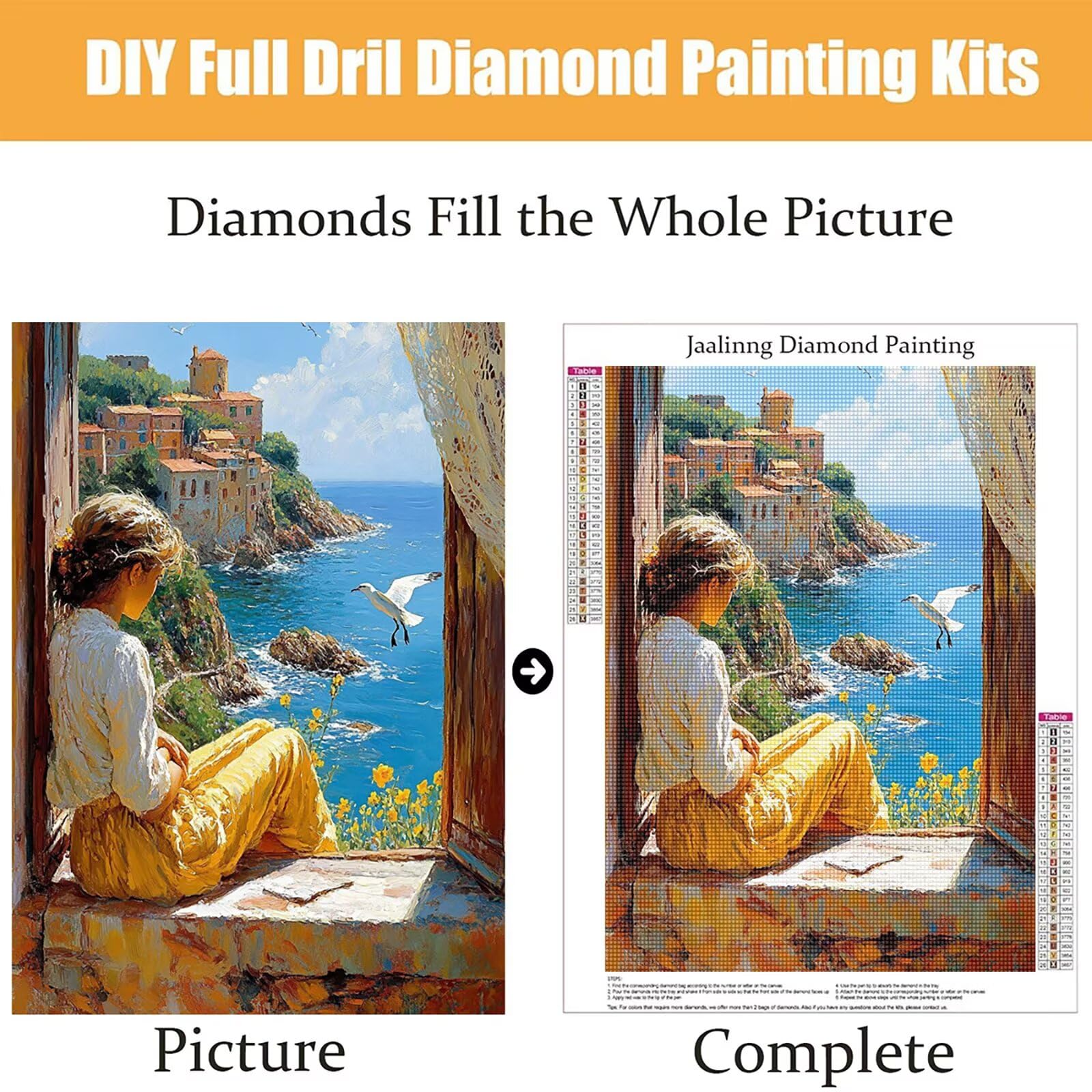 Diamond Painting Kit Completo, Diamond Painting Donna, 5D Quadrato Pittura Diamante Kit Manualidades Adultos DIY Diamantini Crystal Art Disegni Ricamo Punto Croce Artigianale, 60x90cm Città j0-753