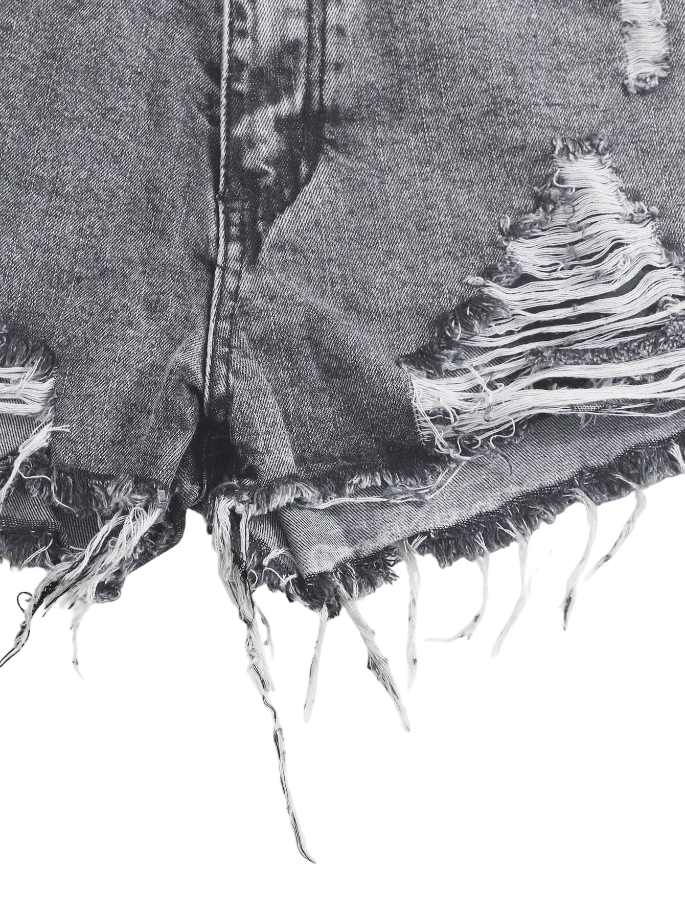 SOLY HUX Damen Jeans Shorts Y2k Denimshorts Destroyed Zerrissener Jeansshorts mit Tasche Low Waiste Kurze Hose Sommer Outfits