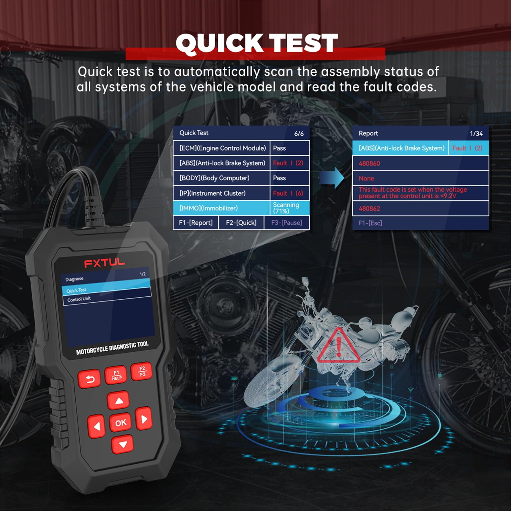 Escáner de diagnóstico de motocicleta M3-A Pro para Honda, Yamaha, Kawasaki | Escáner OBD-II/Euro V Honda 4P, Kawasaki 4-6P, adaptadores Yamaha 1-6P, datos en vivo, escaneo rápido y prueba de batería