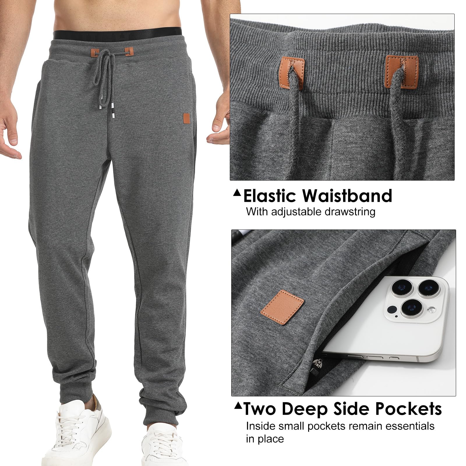 Suwangi Uomo Pantaloni Jogging Pantaloni Tuta Palestra Allenamento Running Sportivi Affusolati Joggers Corsa con Tasche Zip