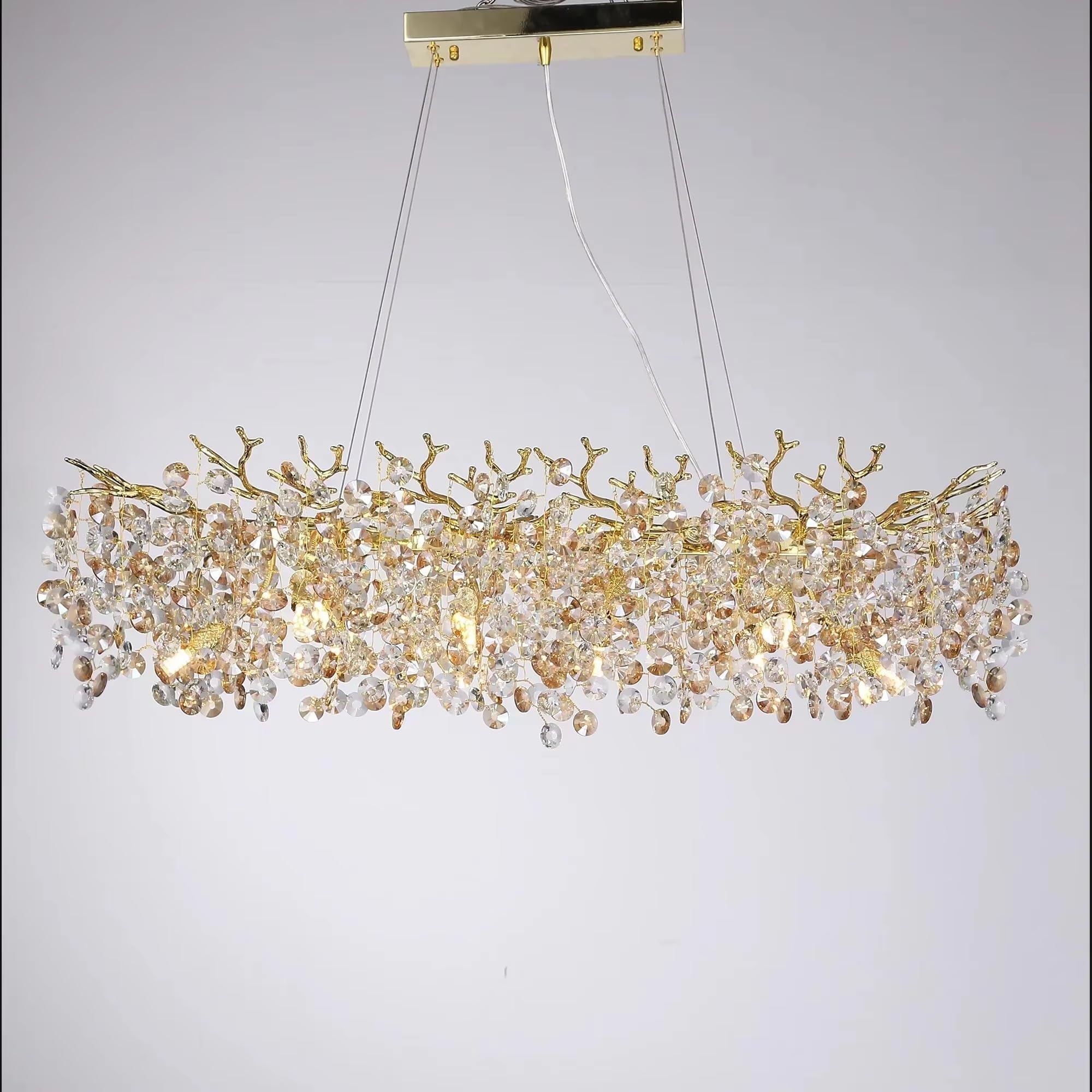 Lámpara de araña de cristal de lujo for decoración de sala de estar y comedor, lámpara de villa de arte lujoso y atmosférico, muebles