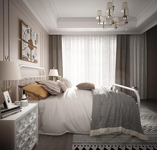 Miniatura 52 de Marco Urodecor 9013 de cama, de metal, con cabecera y base de colchón Negro -,Marrón (Rustic Brown),Blanco