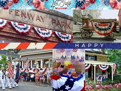 Miniatura 5 de Decoraciones patrióticas de Estados Unidos  Banderas plisadas para fanáticos del 4 de julio, bandera estadounidense con estrellas  Bandera a rayas